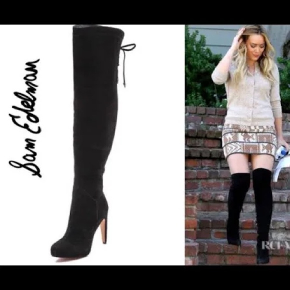 Sam Edelman Kayla Black Suede Over The Knee Boots Sz-8.5